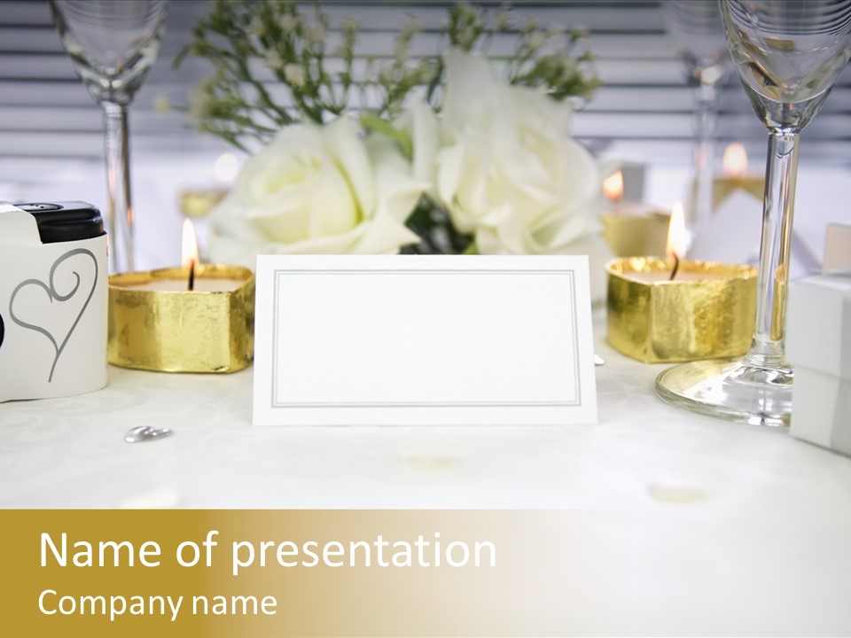 Wedding Table Confetti Candles Blank Card PowerPoint Template