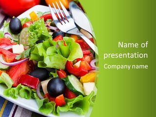 A Plate Of Salad With A Fork And Knife PowerPoint Template