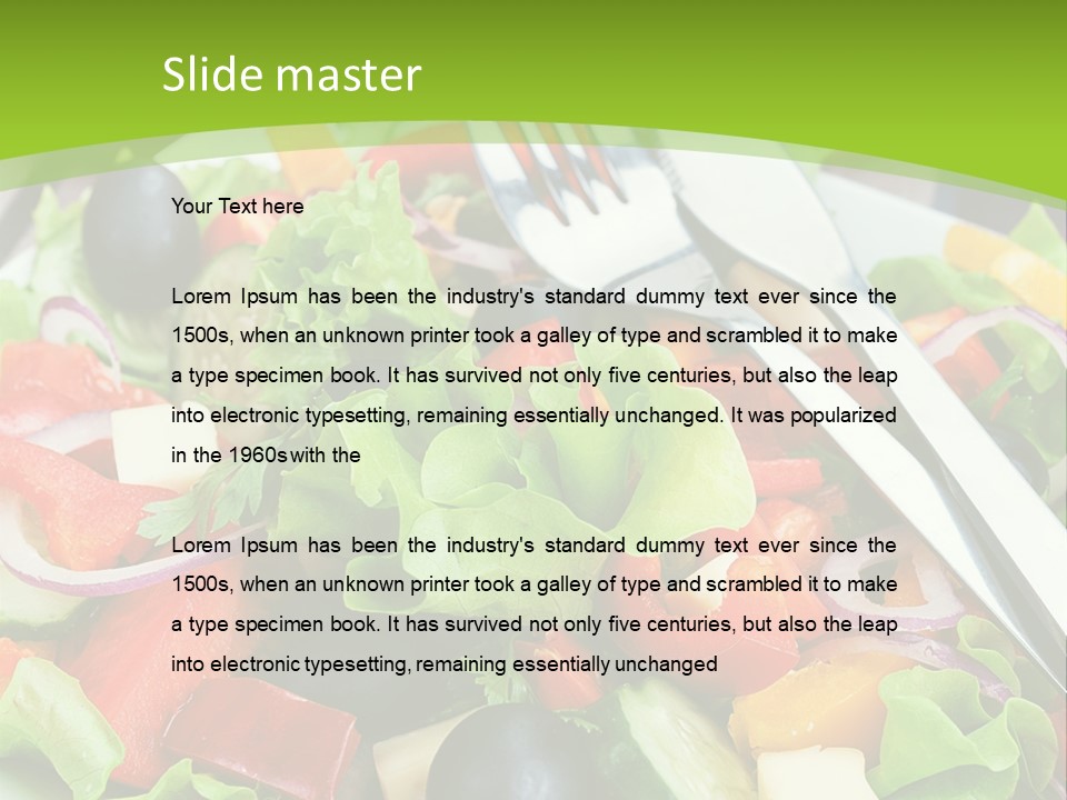 A Plate Of Salad With A Fork And Knife PowerPoint Template