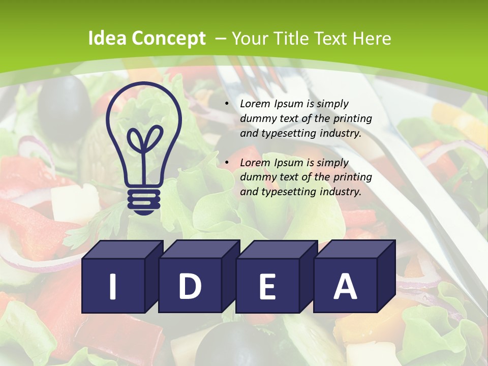 A Plate Of Salad With A Fork And Knife PowerPoint Template