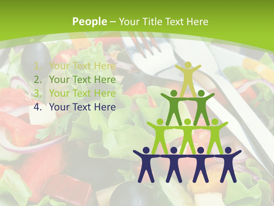 A Plate Of Salad With A Fork And Knife PowerPoint Template