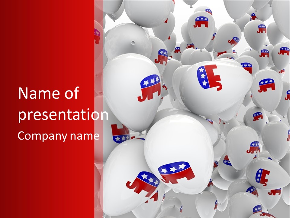 A Group Of Balloons With Republican Symbols On Them PowerPoint Template