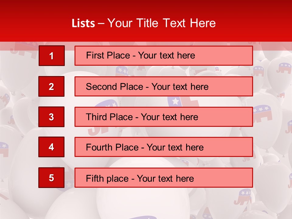 A Group Of Balloons With Republican Symbols On Them PowerPoint Template