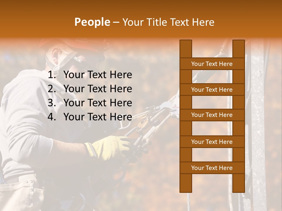 Climbing Construction Telecommunications Equipment PowerPoint Template