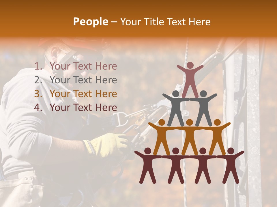 Climbing Construction Telecommunications Equipment PowerPoint Template