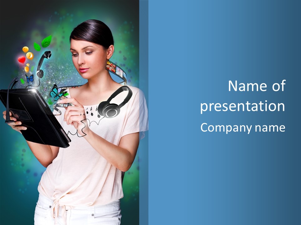 Music Advertisement Woman PowerPoint Template