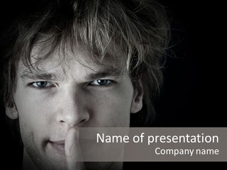A Man With A Finger In His Mouth PowerPoint Template
