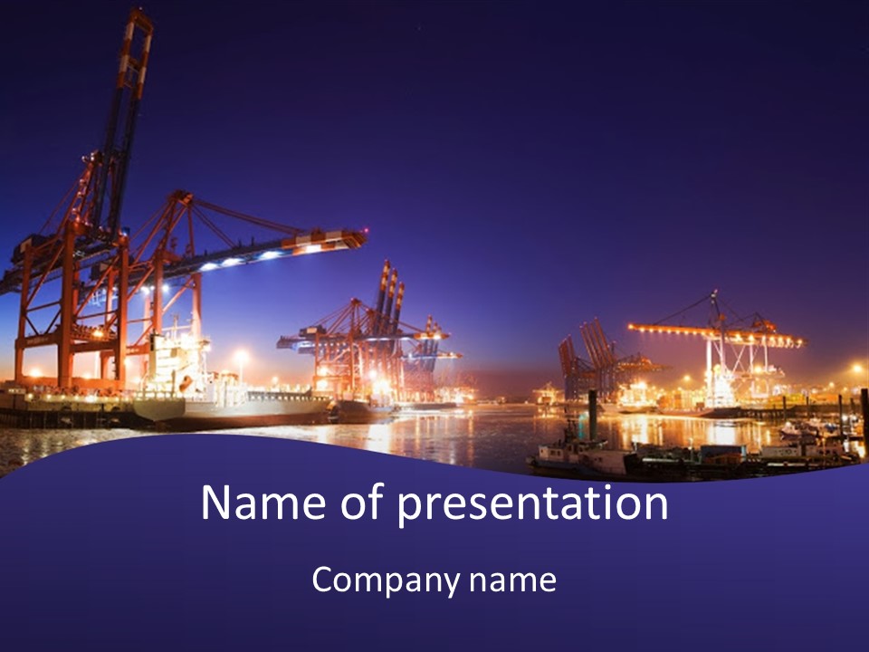 Panorama Seaport Illuminated PowerPoint Template