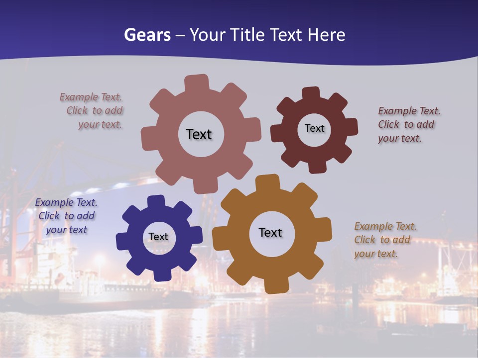 Panorama Seaport Illuminated PowerPoint Template