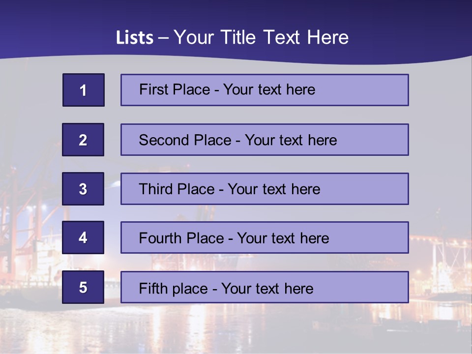 Panorama Seaport Illuminated PowerPoint Template