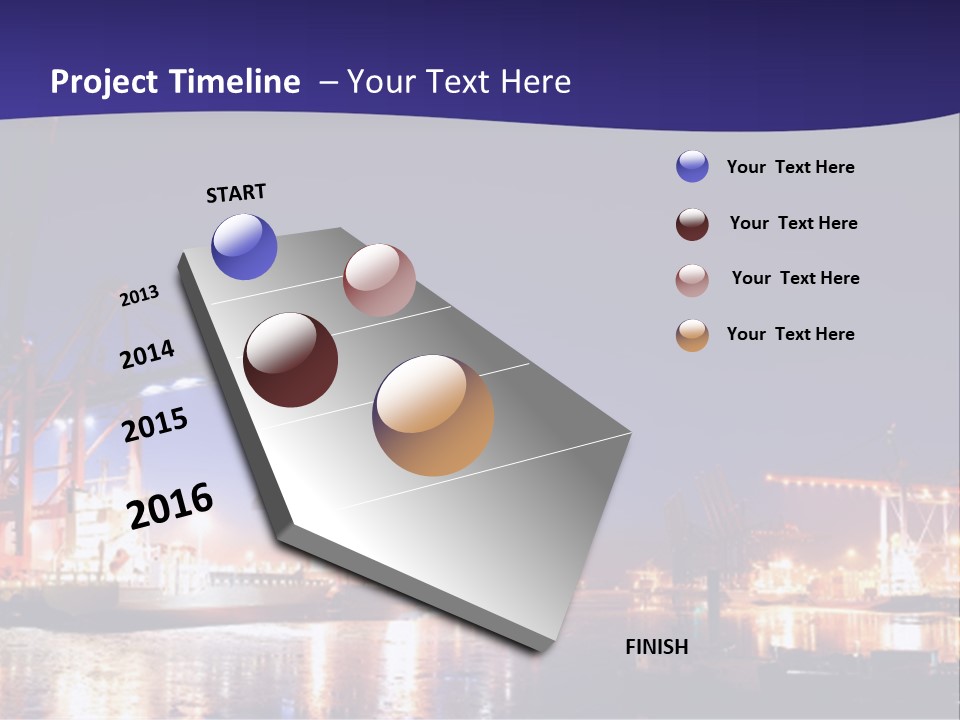 Panorama Seaport Illuminated PowerPoint Template