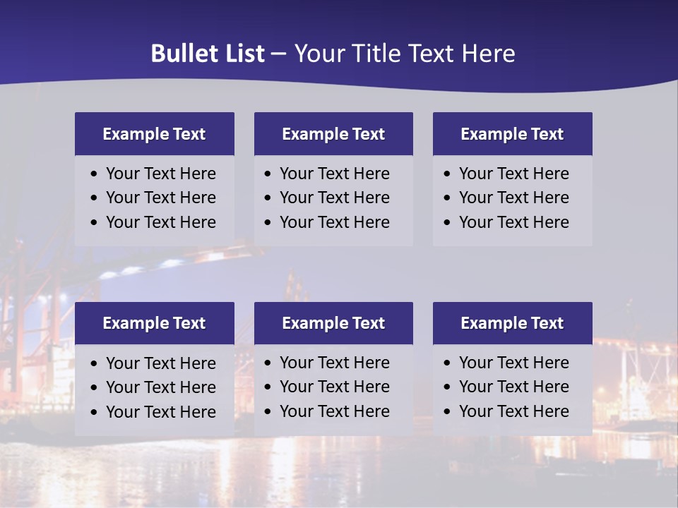 Panorama Seaport Illuminated PowerPoint Template