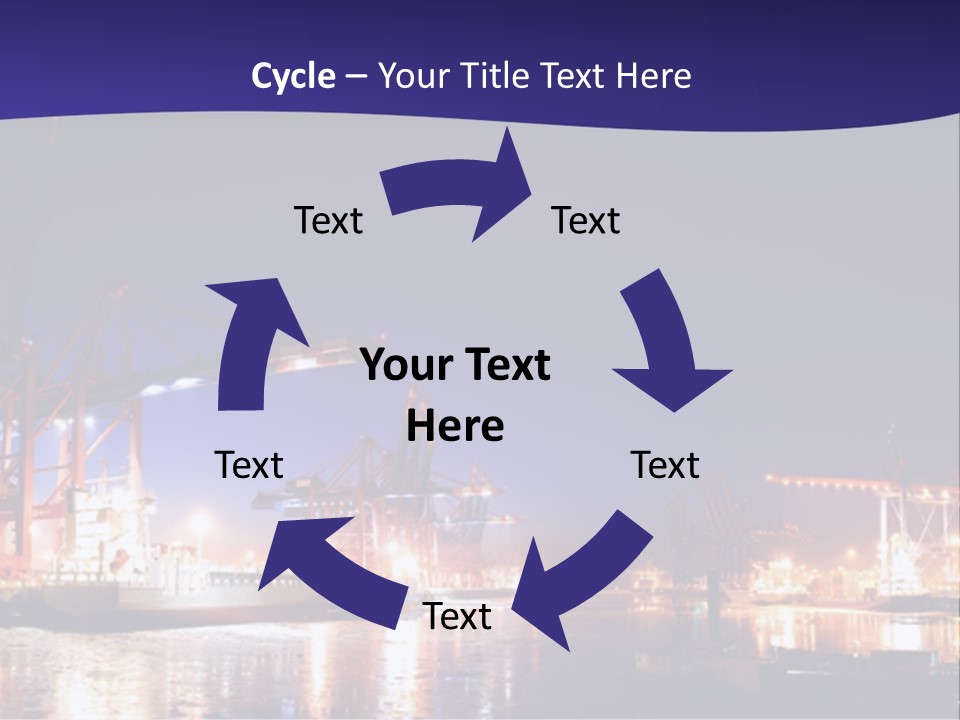 Panorama Seaport Illuminated PowerPoint Template
