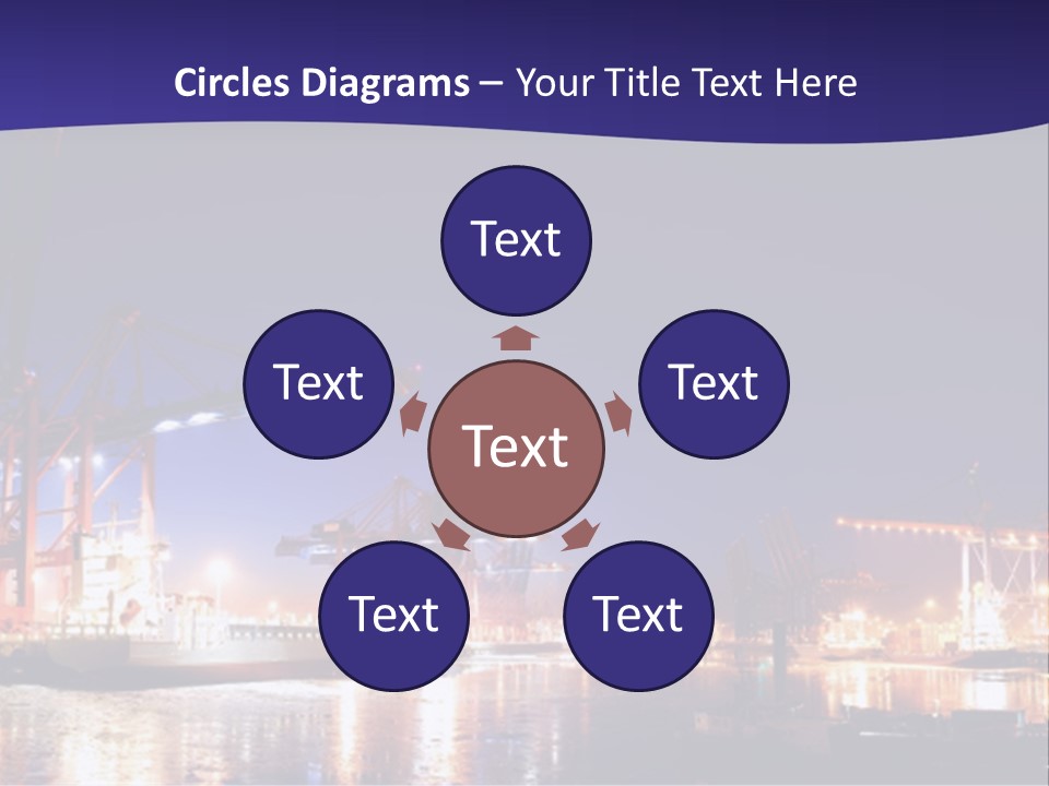 Panorama Seaport Illuminated PowerPoint Template