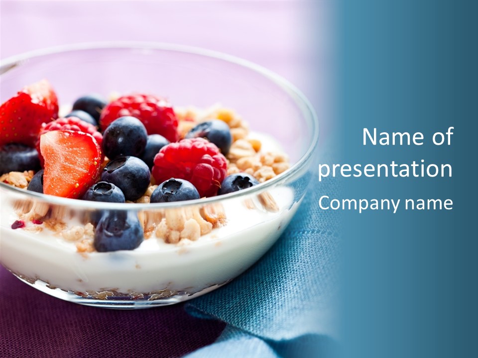 Closeup Meal Blueberries PowerPoint Template