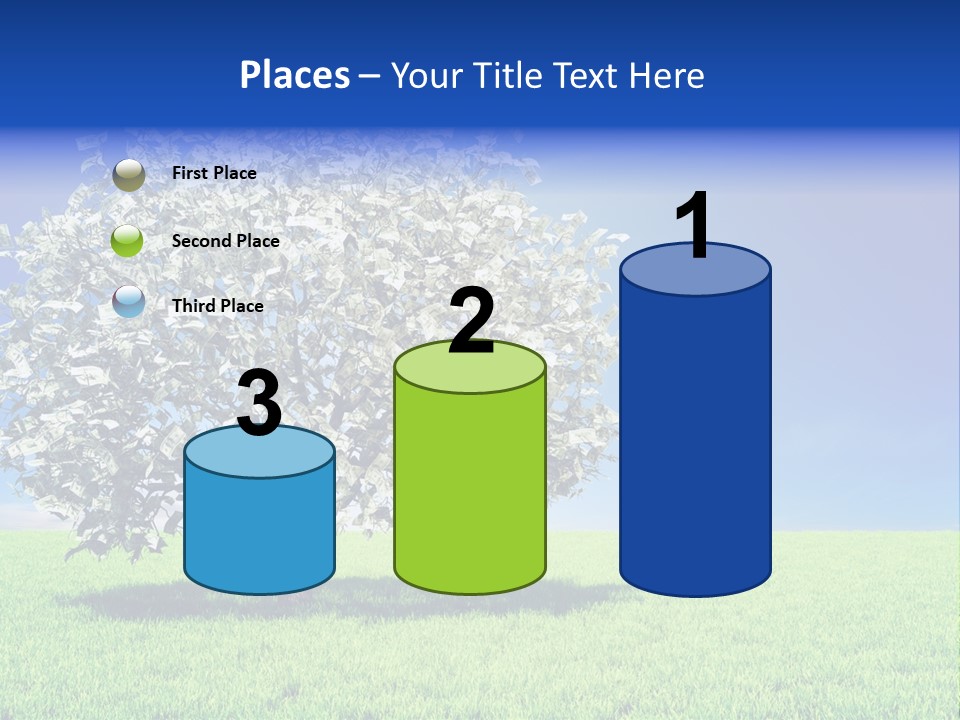 A Money Tree In A Field With A Blue Sky In The Background PowerPoint Template