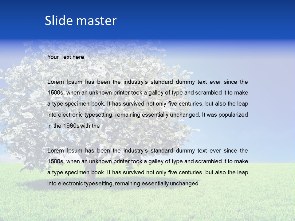 A Money Tree In A Field With A Blue Sky In The Background PowerPoint Template