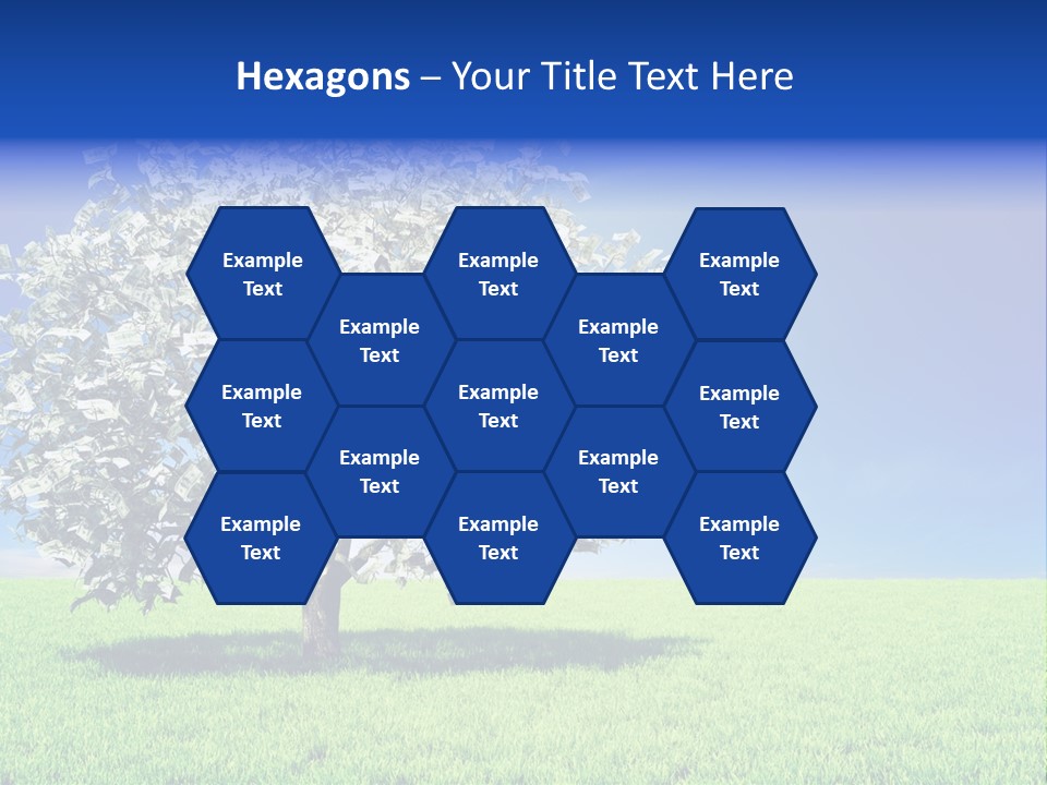 A Money Tree In A Field With A Blue Sky In The Background PowerPoint Template