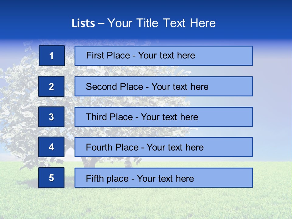 A Money Tree In A Field With A Blue Sky In The Background PowerPoint Template