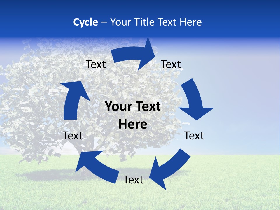 A Money Tree In A Field With A Blue Sky In The Background PowerPoint Template