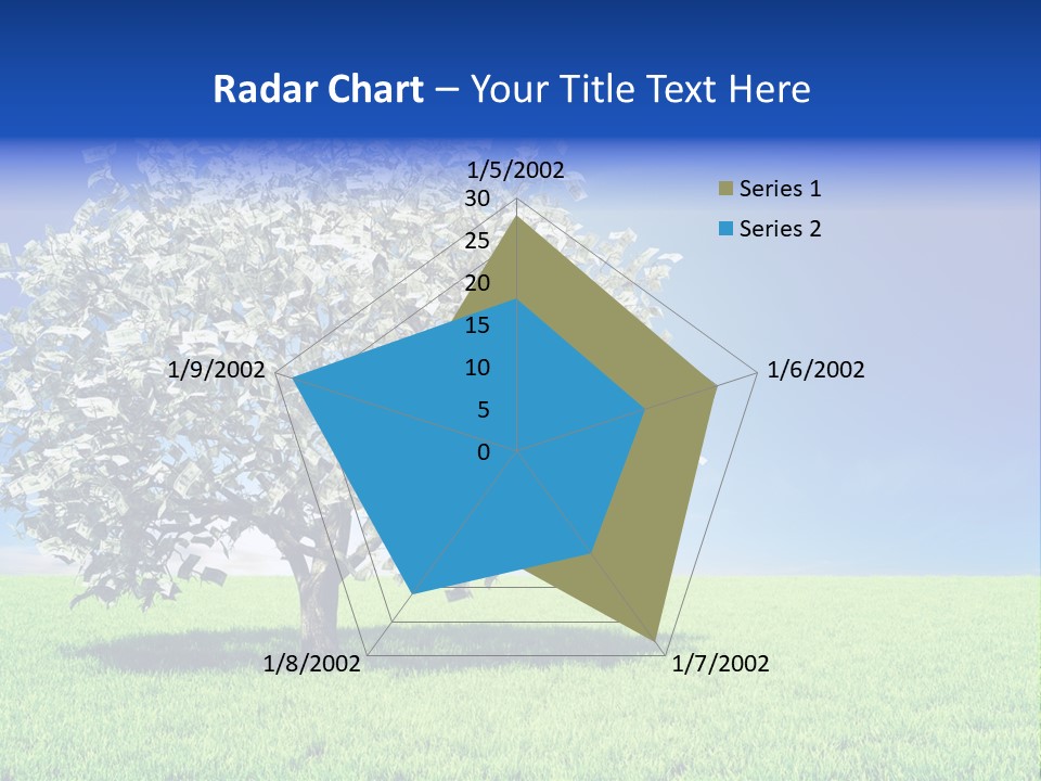 A Money Tree In A Field With A Blue Sky In The Background PowerPoint Template