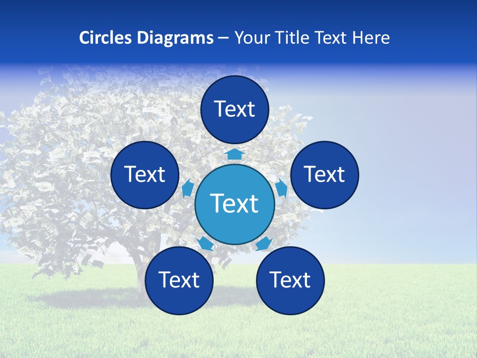 A Money Tree In A Field With A Blue Sky In The Background PowerPoint Template