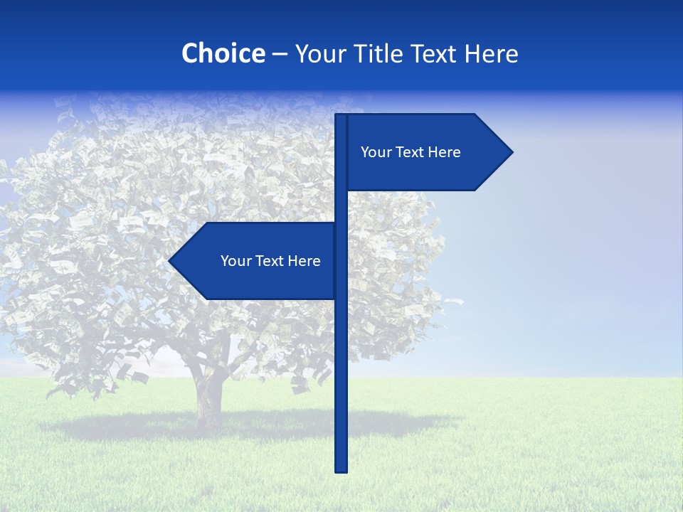 A Money Tree In A Field With A Blue Sky In The Background PowerPoint Template