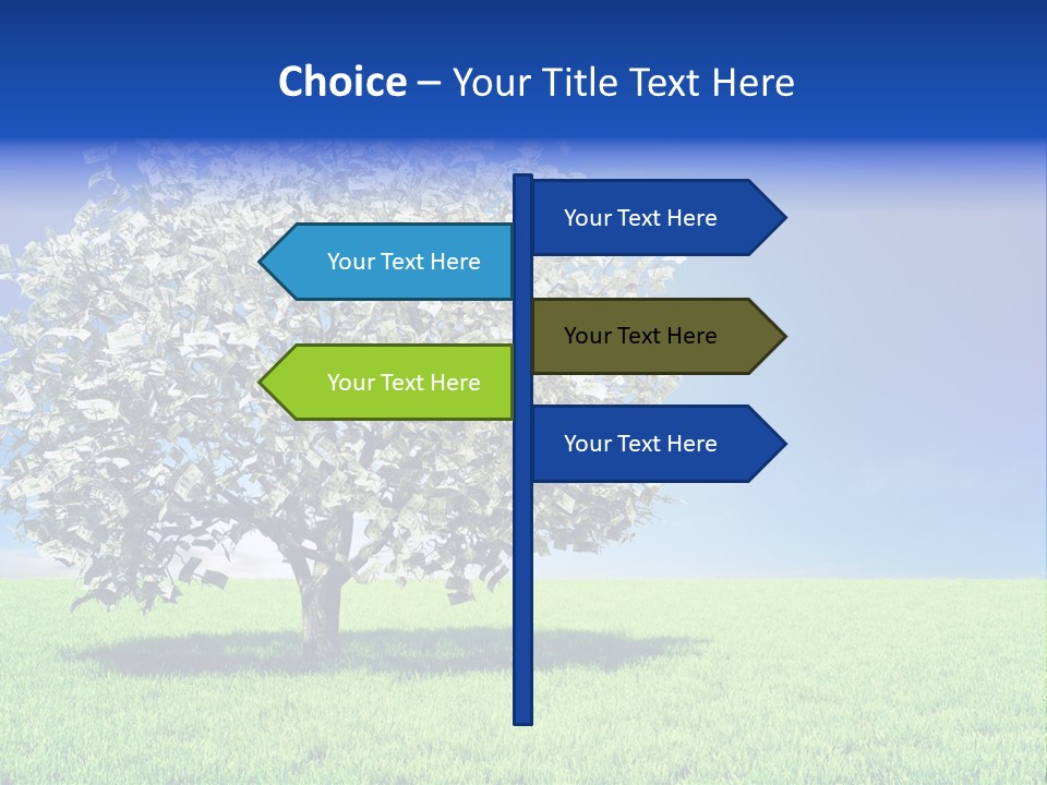A Money Tree In A Field With A Blue Sky In The Background PowerPoint Template