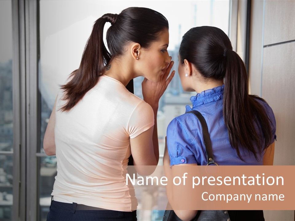 Talking Middle Businesswoman PowerPoint Template