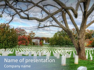 Cemetery Gravestone Blue PowerPoint Template