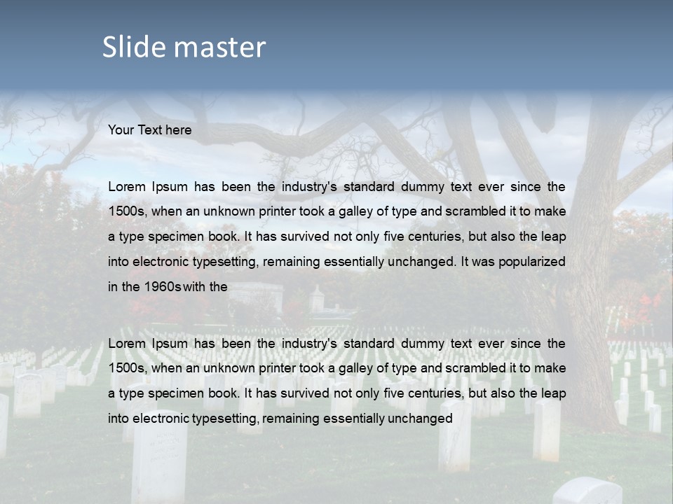 Cemetery Gravestone Blue PowerPoint Template