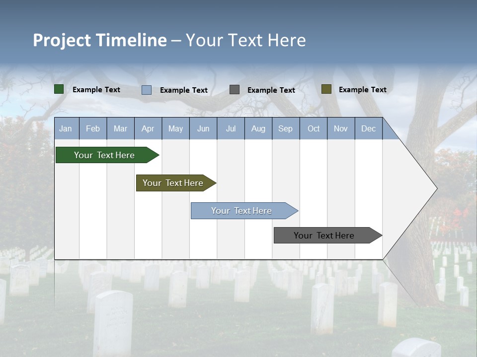 Cemetery Gravestone Blue PowerPoint Template