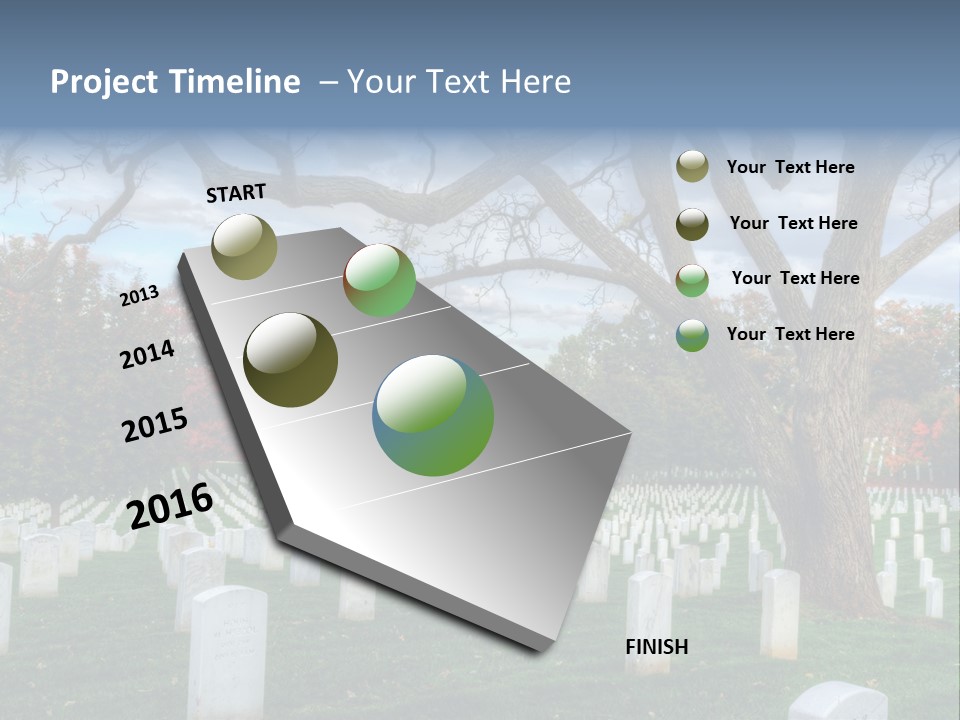 Cemetery Gravestone Blue PowerPoint Template