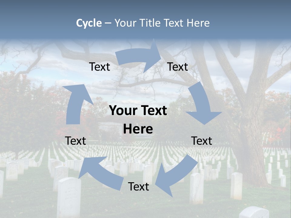 Cemetery Gravestone Blue PowerPoint Template