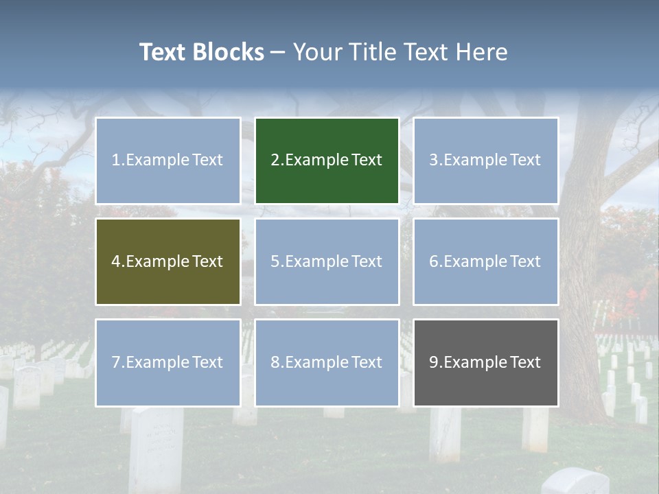 Cemetery Gravestone Blue PowerPoint Template