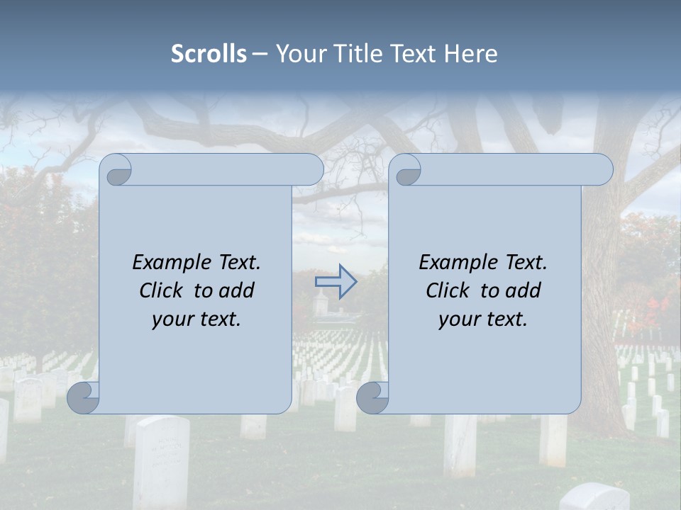 Cemetery Gravestone Blue PowerPoint Template