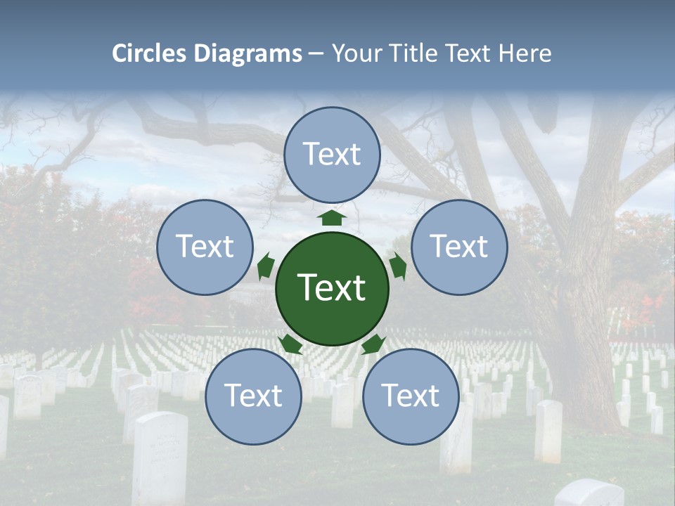 Cemetery Gravestone Blue PowerPoint Template