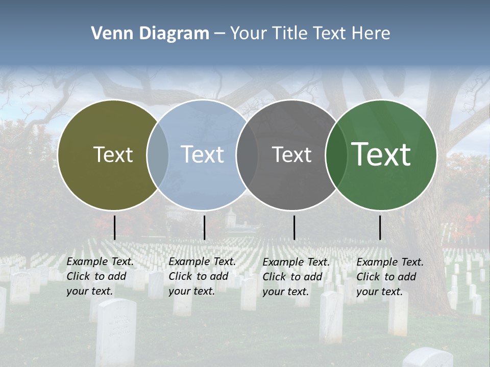 Cemetery Gravestone Blue PowerPoint Template