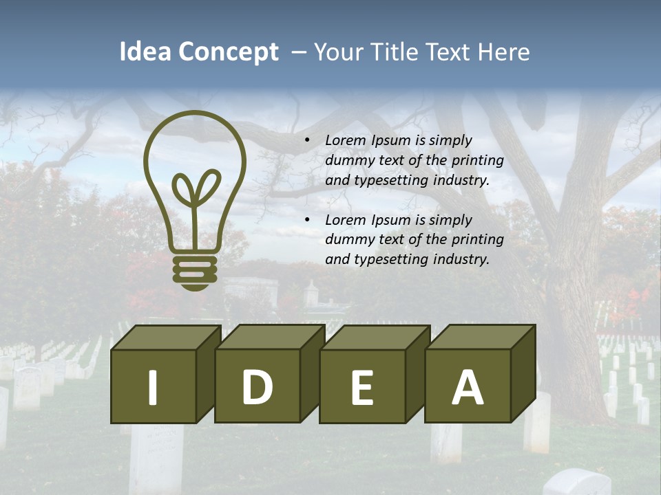 Cemetery Gravestone Blue PowerPoint Template