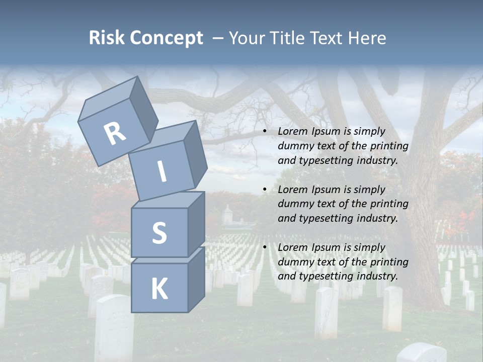 Cemetery Gravestone Blue PowerPoint Template