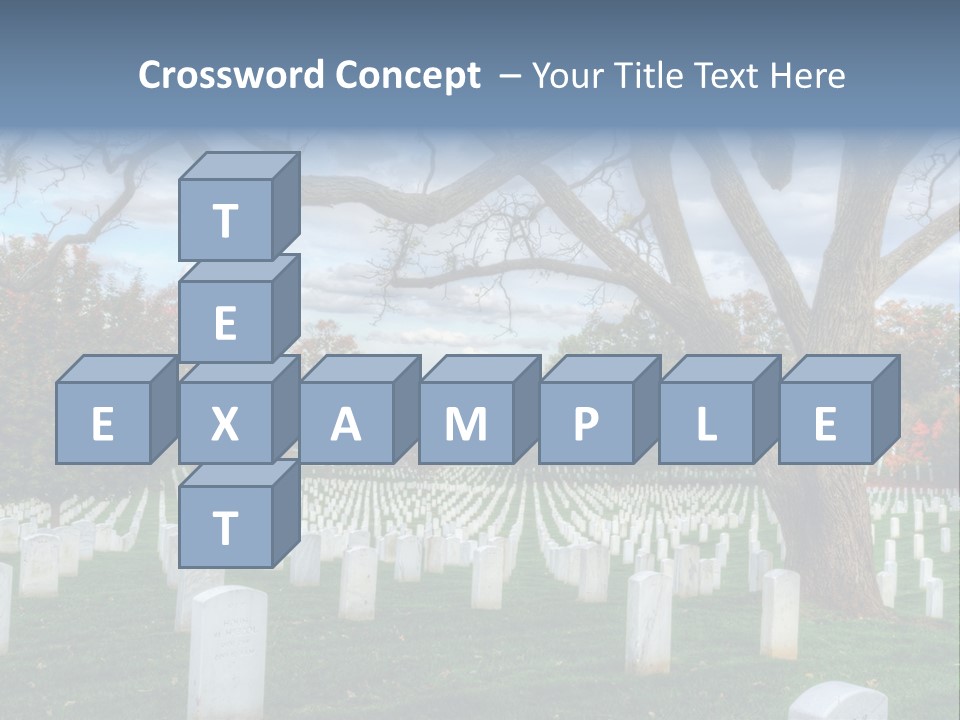Cemetery Gravestone Blue PowerPoint Template