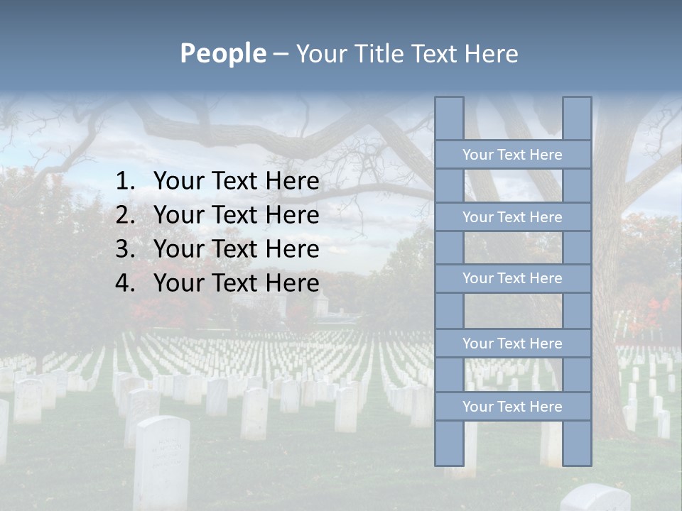 Cemetery Gravestone Blue PowerPoint Template