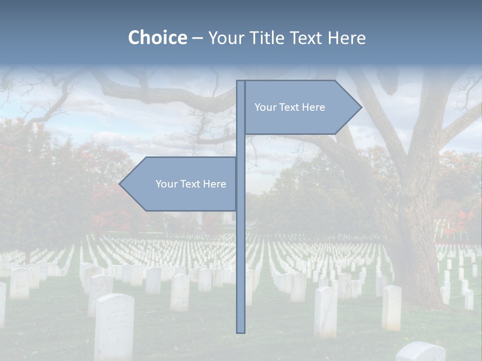Cemetery Gravestone Blue PowerPoint Template