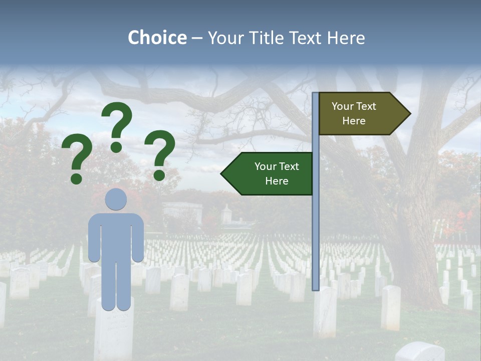 Cemetery Gravestone Blue PowerPoint Template