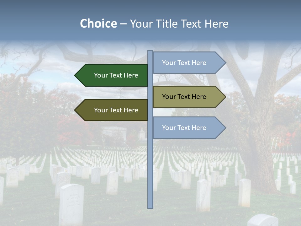 Cemetery Gravestone Blue PowerPoint Template