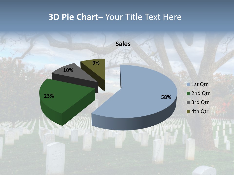 Cemetery Gravestone Blue PowerPoint Template