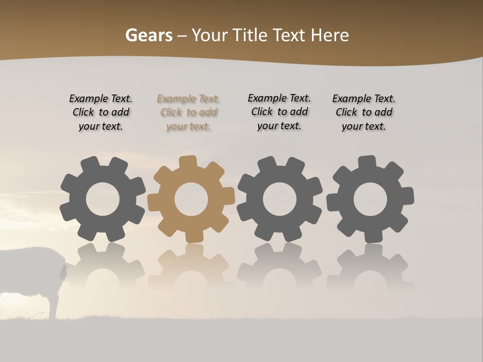 A Group Of Sheep Standing On Top Of A Grass Covered Field PowerPoint Template