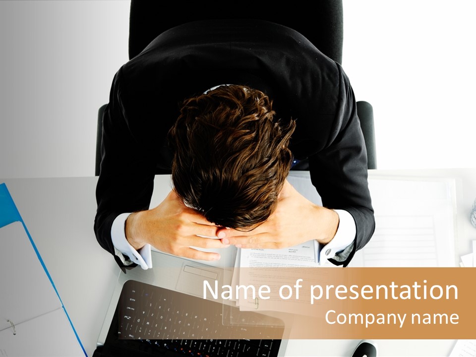 Laptop Caucasian Professional PowerPoint Template