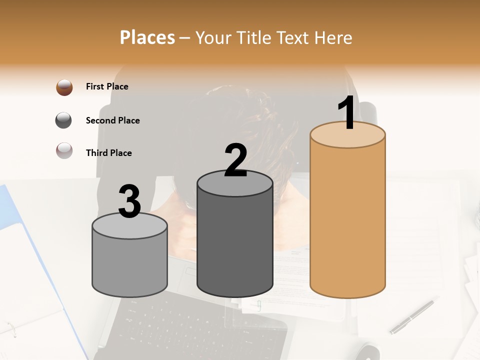 Laptop Caucasian Professional PowerPoint Template