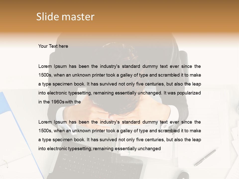 Laptop Caucasian Professional PowerPoint Template